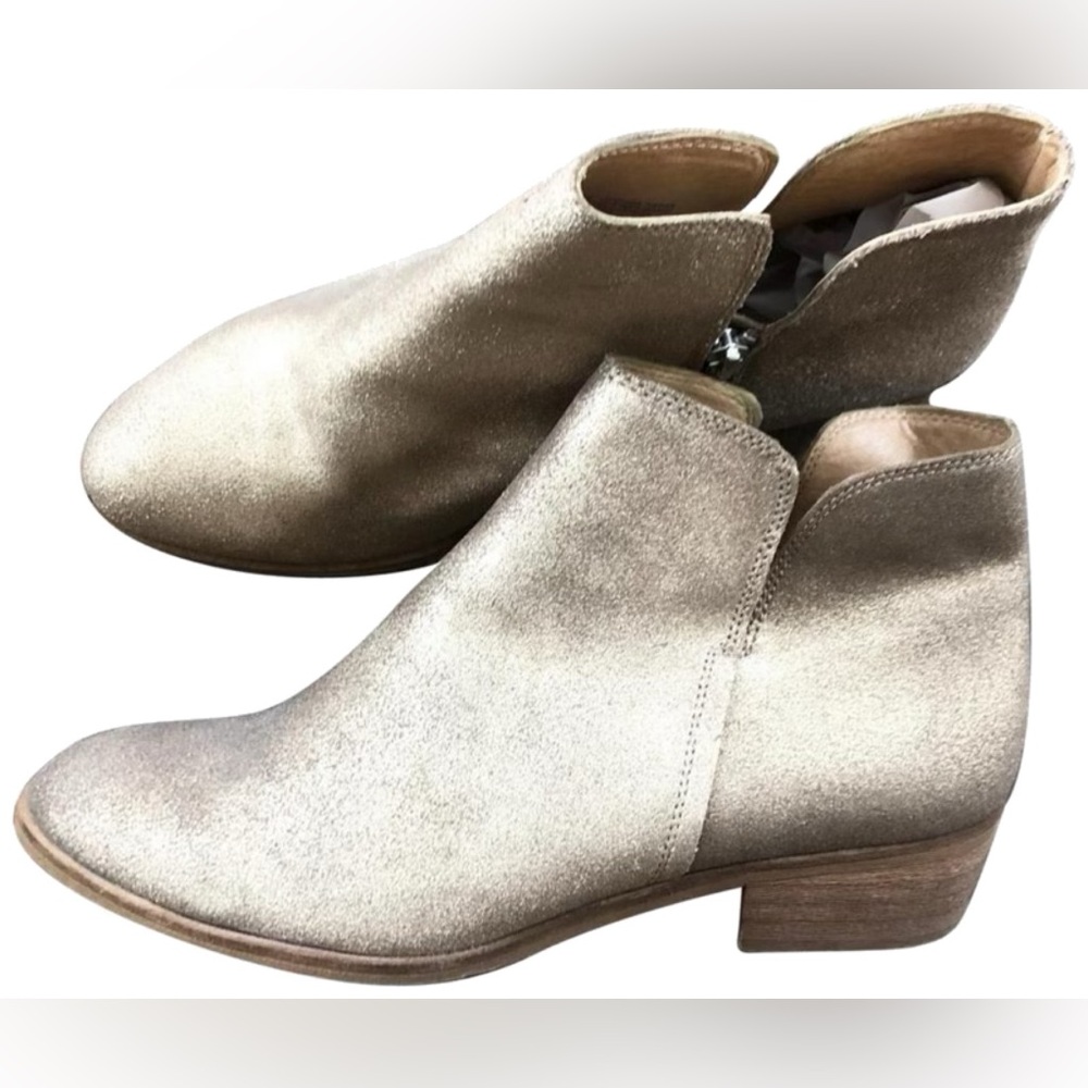 Women’s Splendid Hamptyn Gold Metallic Glitter Pull On Ankle Boots Size 8 READ
